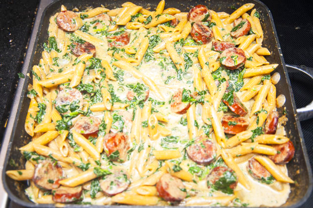 Creamy Spinach and Italian Sausage Pasta Recipe - Improv Oven